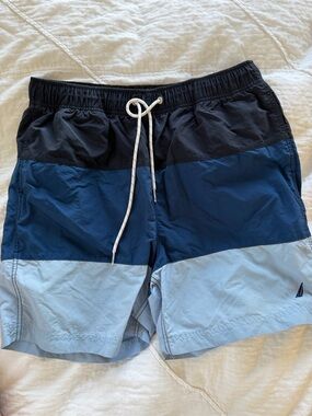 Nau Men's Three-Tone Blue Colorblock Swim Trunks
